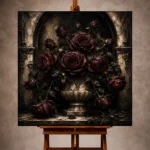 Burgundy & Ivory Dark Rose Gothic Wall Art Canvas Print - Image 10