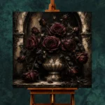 Burgundy & Ivory Dark Rose Gothic Wall Art Canvas Print - Image 11