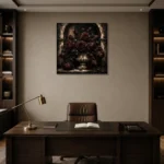 Burgundy & Ivory Dark Rose Gothic Wall Art Canvas Print displayed in a contemporary gallery-inspired room