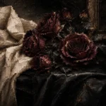 Burgundy & Ivory Candlelit Dark Rose Wall Art Canvas Print