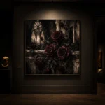 Burgundy & Ivory Stone Dark Rose Gothic Wall Art Canvas Print - Image 7