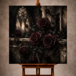 Burgundy & Ivory Stone Dark Rose Gothic Wall Art Canvas Print - Image 10