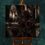 Burgundy & Ivory Stone Dark Rose Gothic Wall Art Canvas Print - Image 11