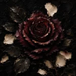 Burgundy & Ivory Single Rose Dark Rose Wall Art Canvas Print