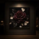 Burgundy & Ivory Single Rose Dark Rose Wall Art Canvas Print - Image 7