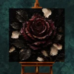 Burgundy & Ivory Single Rose Dark Rose Wall Art Canvas Print - Image 11