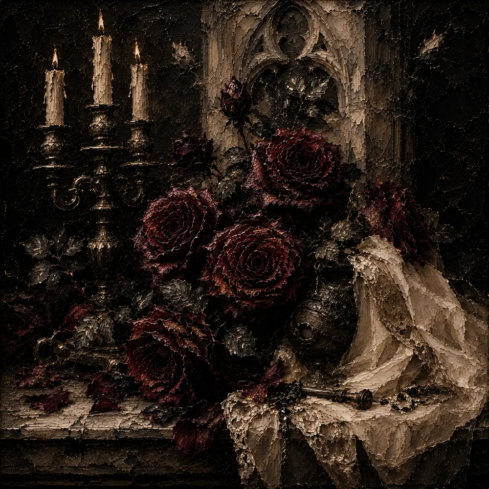 Burgundy & Ivory Ceremonial Dark Rose Wall Art Canvas Print