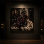 Burgundy & Ivory Ceremonial Dark Rose Wall Art Canvas Print - Image 7