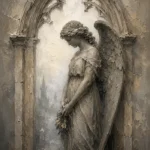 Stone & Ivory Angel Statue Gothic Wall Art Canvas Print