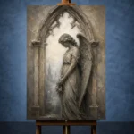 Stone & Ivory Angel Statue Gothic Wall Art Canvas Print - Image 2