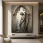 Stone & Ivory Angel Statue Gothic Wall Art Canvas Print - Image 4