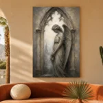 Stone & Ivory Angel Statue Gothic Wall Art Canvas Print - Image 6