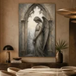 Stone & Ivory Angel Statue Gothic Wall Art Canvas Print - Image 7