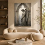 Stone & Ivory Angel Statue Gothic Wall Art Canvas Print - Image 9