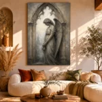 Stone & Ivory Angel Statue Gothic Wall Art Canvas Print - Image 11