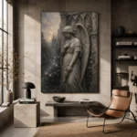 Stone Gray Angel Statue Gothic Wall Art Canvas Print - Image 3