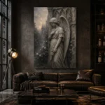 Stone Gray Angel Statue Gothic Wall Art Canvas Print - Image 5