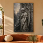 Stone Gray Angel Statue Gothic Wall Art Canvas Print - Image 6