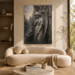 Stone Gray Angel Statue Gothic Wall Art Canvas Print - Image 9