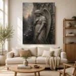 Stone Gray Angel Statue Gothic Wall Art Canvas Print - Image 10