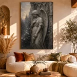 Stone Gray Angel Statue Gothic Wall Art Canvas Print - Image 11