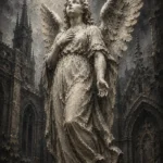 Charcoal & Ivory Angel Statue Gothic Wall Art Canvas Print