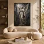 Charcoal & Ivory Angel Statue Gothic Wall Art Canvas Print - Image 9