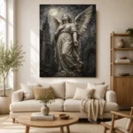 Charcoal & Ivory Angel Statue Gothic Wall Art Canvas Print - Image 10