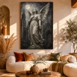 Charcoal & Ivory Angel Statue Gothic Wall Art Canvas Print - Image 11