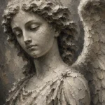 Stone Gray & Ivory Angel Statue Gothic Wall Art Canvas Print