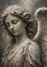 Stone Gray & Ivory Angel Statue Gothic Wall Art Canvas Print