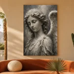 Stone Gray & Ivory Angel Statue Gothic Wall Art Canvas Print - Image 6