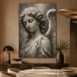 Stone Gray & Ivory Angel Statue Gothic Wall Art Canvas Print - Image 7