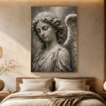 Stone Gray & Ivory Angel Statue Gothic Wall Art Canvas Print - Image 8