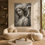 Stone Gray & Ivory Angel Statue Gothic Wall Art Canvas Print - Image 9