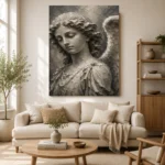 Stone Gray & Ivory Angel Statue Gothic Wall Art Canvas Print - Image 10