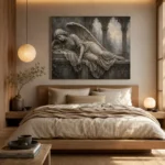 Stone and Ivory Reclining Angel Statue Gothic Wall Art Canvas Print - Image 9