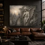 Mist Gray & Ivory Garden Angel Gothic Wall Art Canvas Print - Image 4