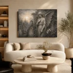 Mist Gray & Ivory Garden Angel Gothic Wall Art Canvas Print - Image 7