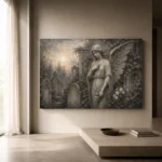 Mist Gray & Ivory Garden Angel Gothic Wall Art Canvas Print - Image 11