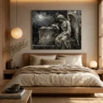 Charcoal & Ivory Angel Statue Gothic Wall Art Canvas Print - Image 9