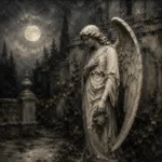 Soft Charcoal & Ivory Angel Statue Gothic Wall Art Canvas Print