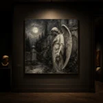 Soft Charcoal & Ivory Angel Statue Gothic Wall Art Canvas Print - Image 7