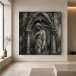 Stone Smoke & Ivory Ivy Angel Statue Gothic Wall Art Canvas Print - Image 4
