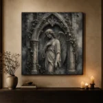Stone Smoke & Ivory Ivy Angel Statue Gothic Wall Art Canvas Print - Image 6