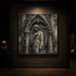 Stone Smoke & Ivory Ivy Angel Statue Gothic Wall Art Canvas Print - Image 7