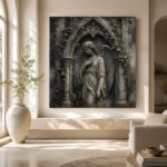 Stone Smoke & Ivory Ivy Angel Statue Gothic Wall Art Canvas Print - Image 8