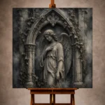 Stone Smoke & Ivory Ivy Angel Statue Gothic Wall Art Canvas Print - Image 10