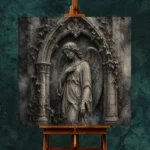 Stone Smoke & Ivory Ivy Angel Statue Gothic Wall Art Canvas Print - Image 11