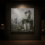 Weathered Stone Angel Statue Gothic Wall Art Canvas Print - Image 7